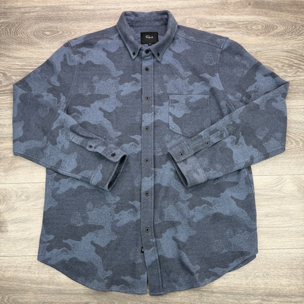 Rails Flannel Shirt Mens XL Berkeley Indigo Camo Long Sleeve Soft Knit Button Up